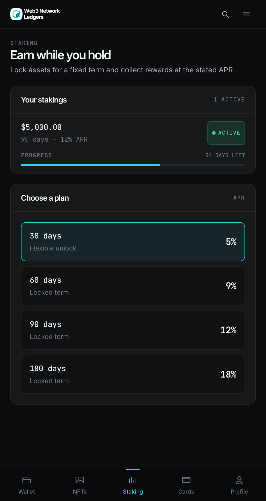 The stake screen