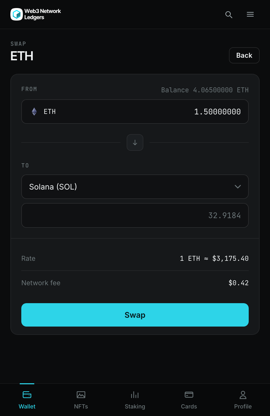 The swap screen